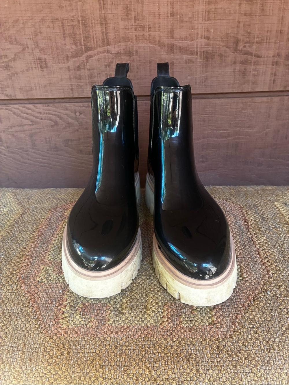 Dolce Vita Black Platform Chelsea Boots - Women's Glossy Slip-On